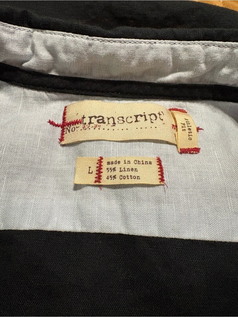 Transcript Linen Blend Black Short Sleeve Button Down. - Picture 3 of 6